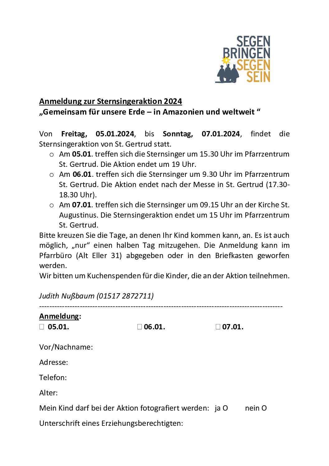Sternsinger Aktion St. Gertrud 2024